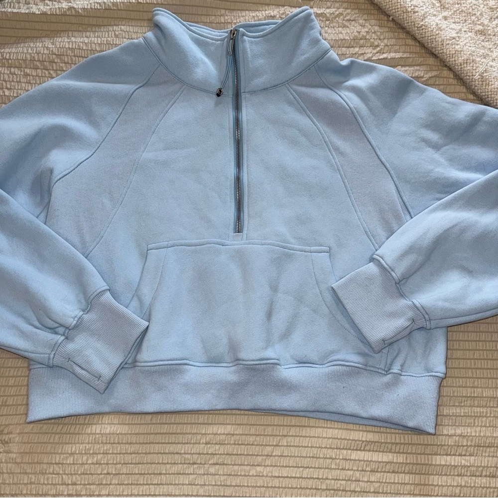 Light Blue Quarter Zip Cropped Fleece xl